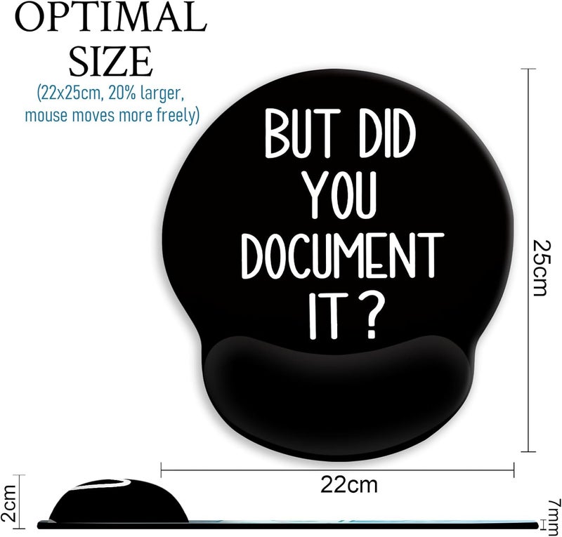 Blusabaca Funny Mouse Pad with Wrist Rest, Ergonomic Mouse Pads Wrist Support for Desk, Gaming Mousepad for Wireless Mouse Work Desk Accessories Office Supplies Decor But Did You Document It Black - Image 4